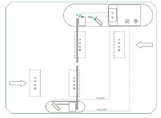 车牌识别布局布线图 道闸对开式