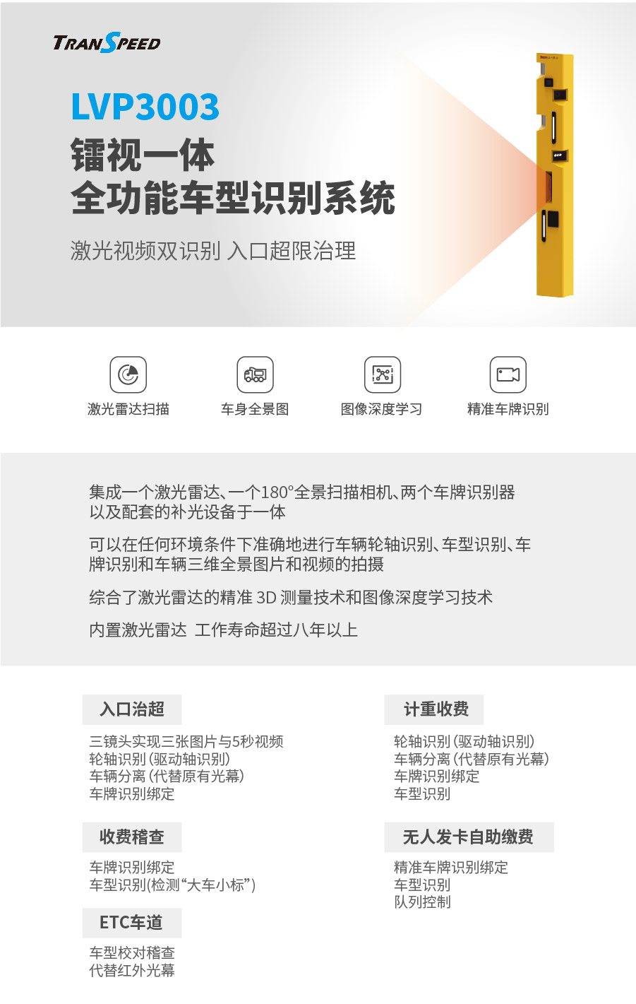 镭视一体全功能车型识别系统